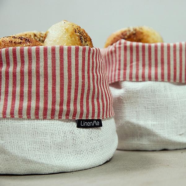 Linenme Linen Cotton Basket Jazz Red White