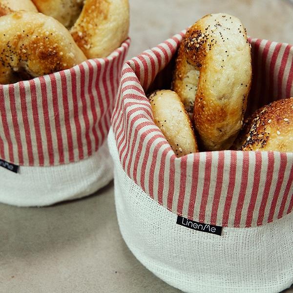 Linenme Linen Cotton Basket Jazz Red White