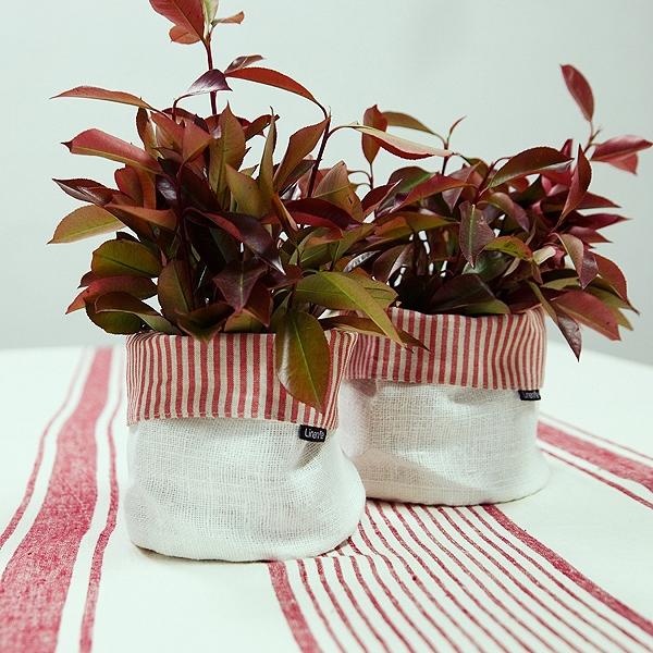 Linenme Linen Cotton Basket Jazz Red White