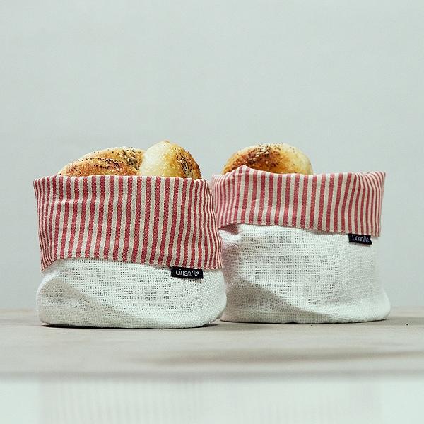 linenme Linen Cotton Basket Jazz Red White