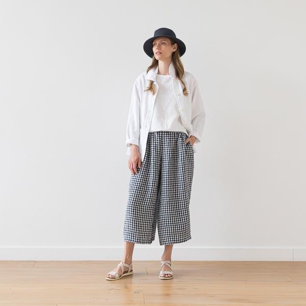 Linenme Linen Culottes CHECK NAVY Sanremo