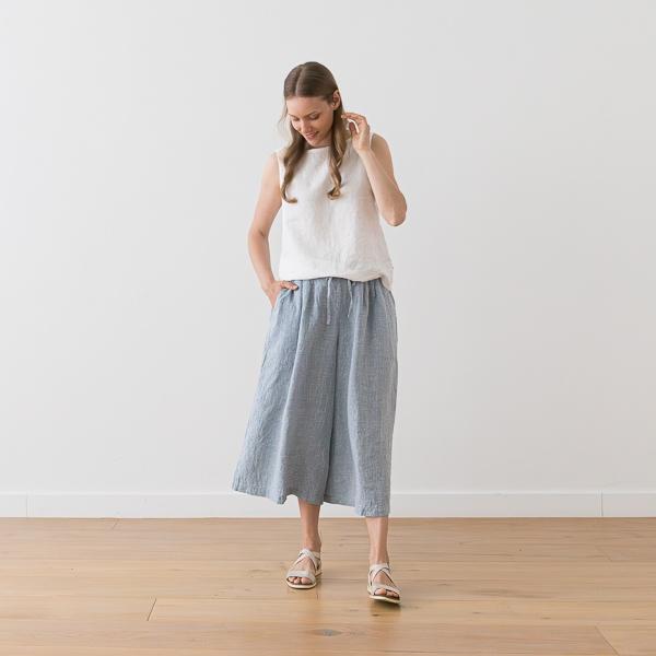 linenme Linen Culottes Denim Melange Sanremo