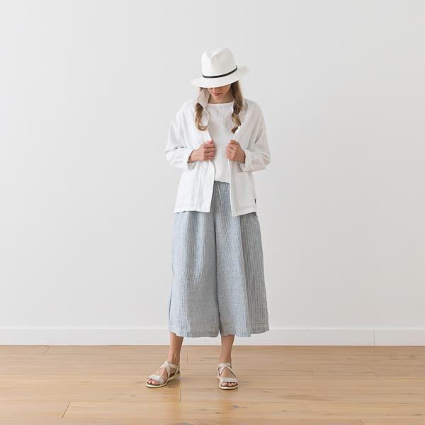 Linenme Linen Culottes Medium Stripe Denim Sanremo