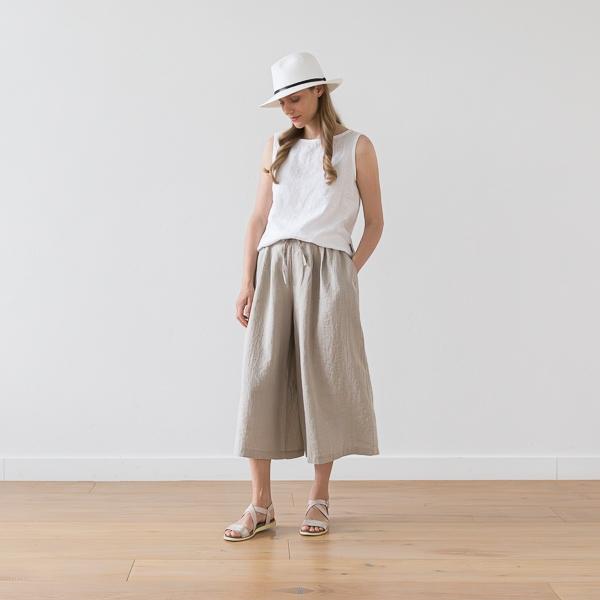 Linenme Linen Culottes Natural Sanremo