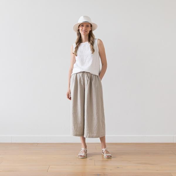 Linenme Linen Culottes Natural Sanremo