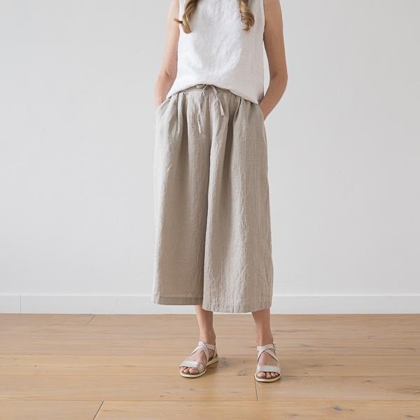 Linenme Linen Culottes Natural Sanremo