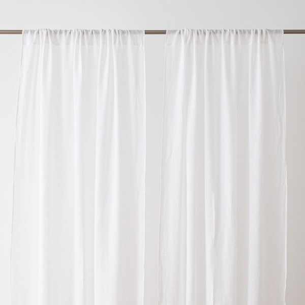 Linenme Linen Curtain Panel Optical White Garza