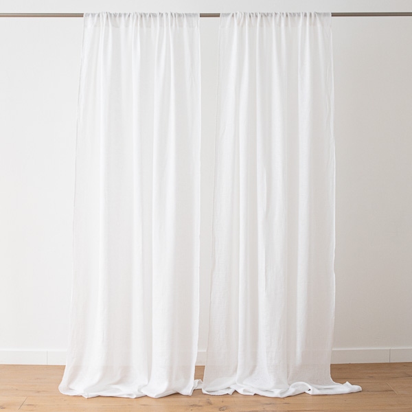 Linenme Linen Curtain Panel Optical White Garza