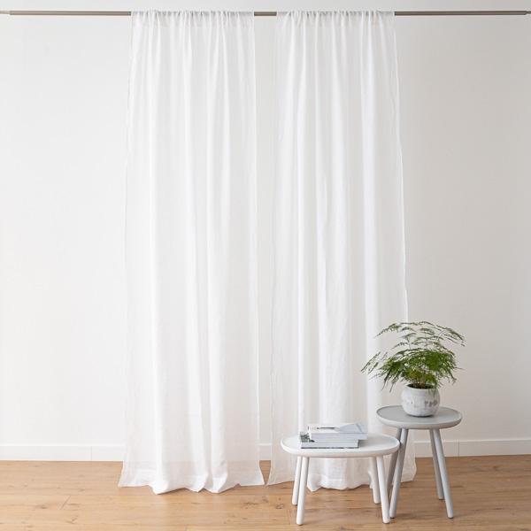 linenme Linen Curtain Panel Optical White Garza