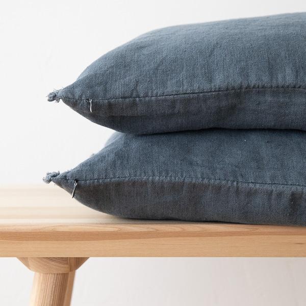 Linenme Linen Cushion Cover Blue Terra Fringe