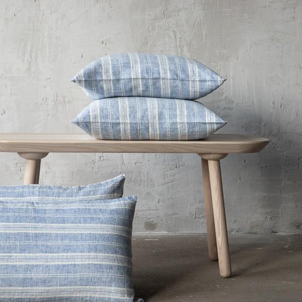 Linenme Linen Cushion Cover Blue White Multistripe