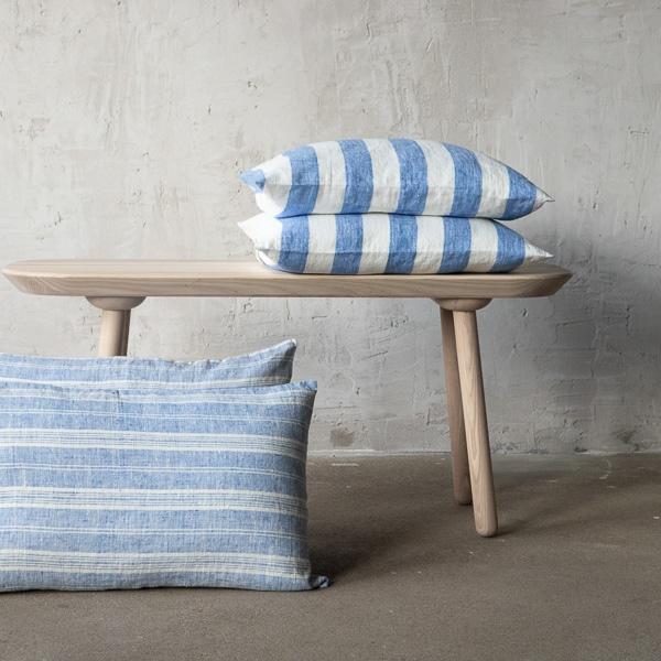 Linenme Linen Cushion Cover Blue White Multistripe