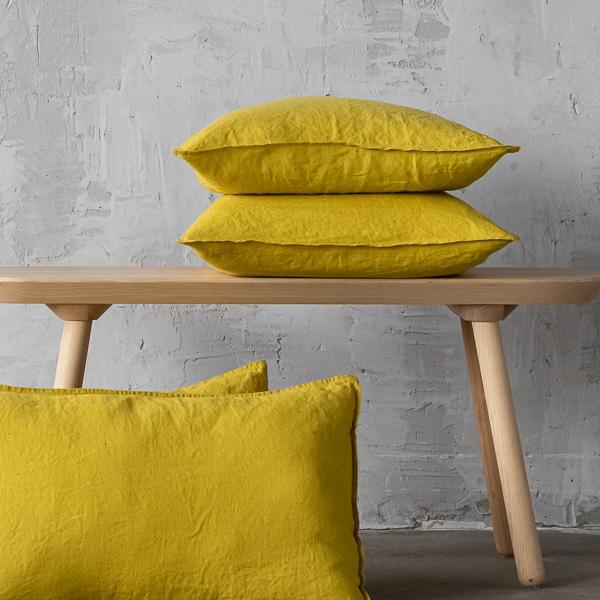 Linenme Linen Cushion Cover Citrine Stone Washed