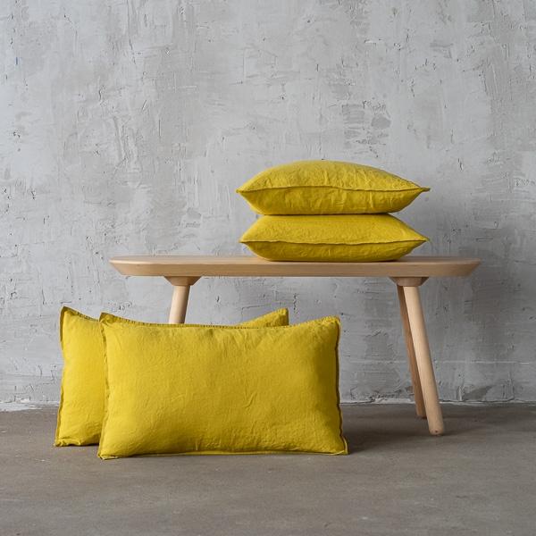 linenme Linen Cushion Cover Citrine Stone Washed