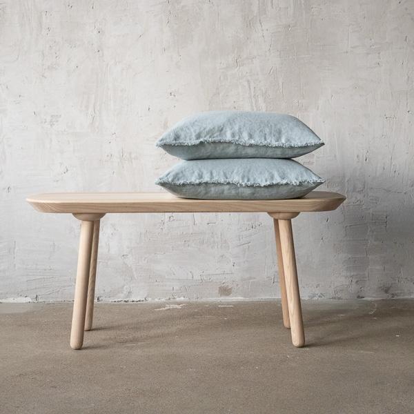 Linenme Linen Cushion Cover Ice Blue Terra Fringe