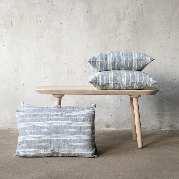 Linenme Linen Cushion Cover Indigo Multistripe