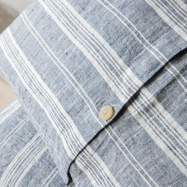 Linenme Linen Cushion Cover Indigo Multistripe