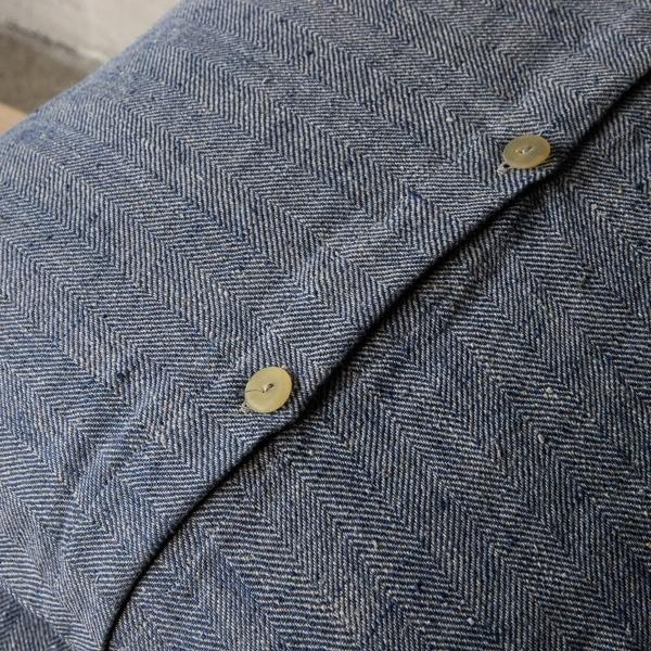 Linenme Linen Cushion Cover Indigo Natural Chevron