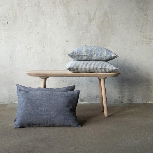Linenme Linen Cushion Cover Indigo Natural Chevron