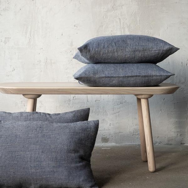 linenme Linen Cushion Cover Indigo Natural Chevron