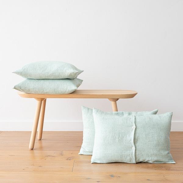 Linenme Linen Cushion Cover Mint Chevron