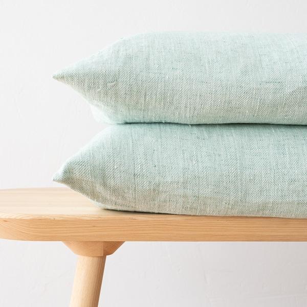 Linenme Linen Cushion Cover Mint Chevron
