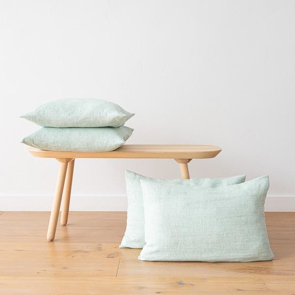 linenme Linen Cushion Cover Mint Chevron