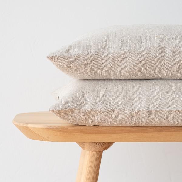 Linenme Linen Cushion Cover Natural Chevron