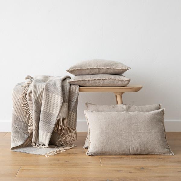 Linenme Linen Cushion Cover Natural Terra Fringe