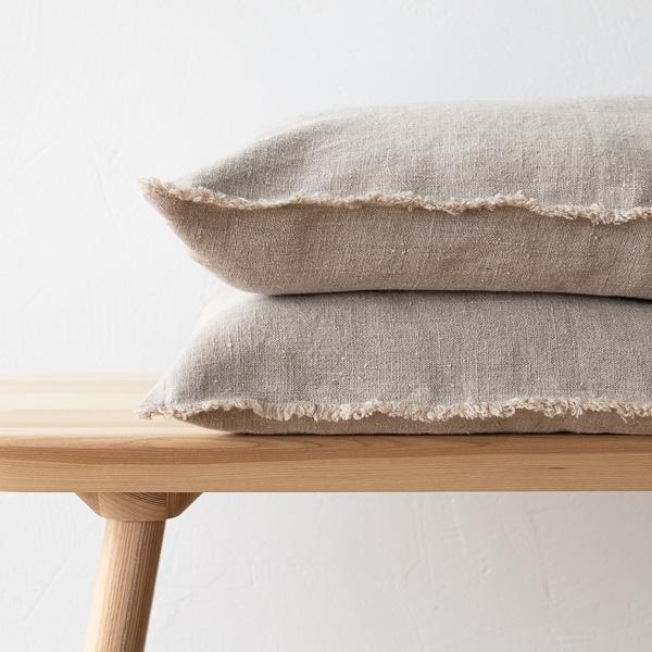Linenme Linen Cushion Cover Natural Terra Fringe
