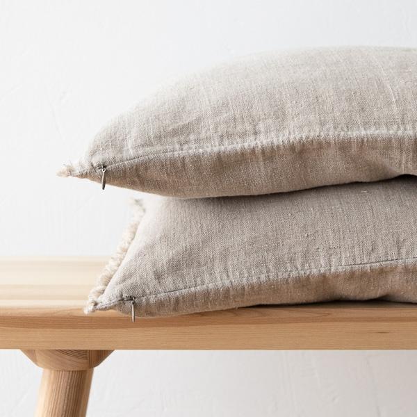 Linenme Linen Cushion Cover Natural Terra Fringe