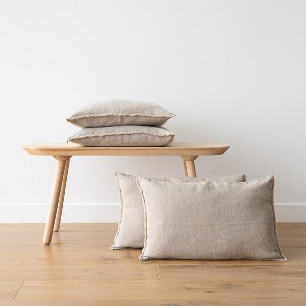 linenme Linen Cushion Cover Natural Terra Fringe