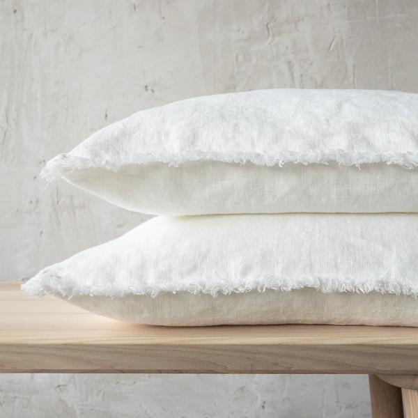 Linenme Linen Cushion Cover Off White Terra Fringe