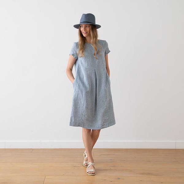 Linenme Linen Dress Denim Melange Anna