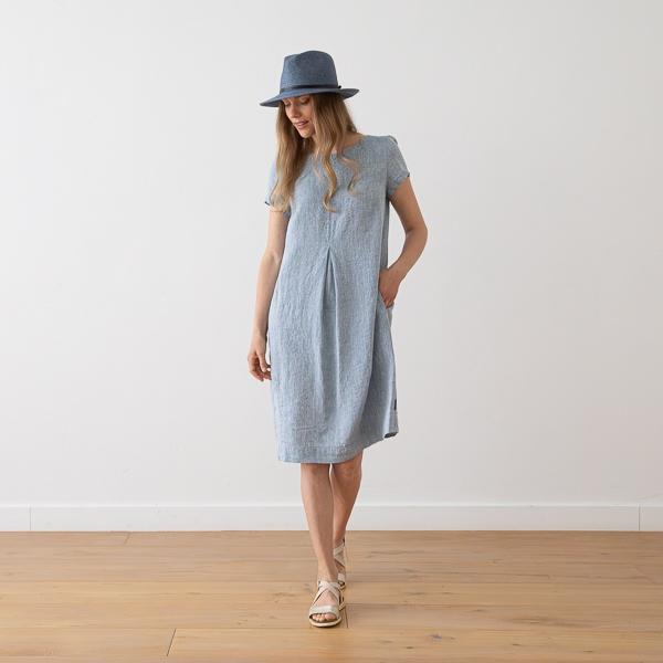 Linenme Linen Dress Denim Melange Anna