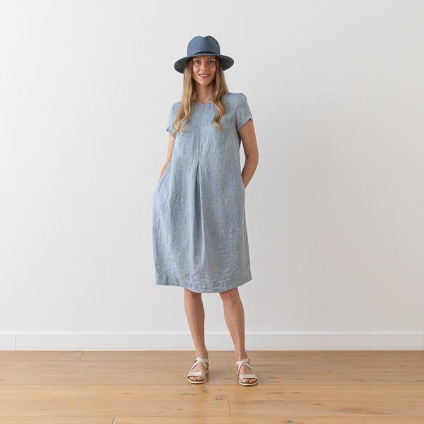 Linenme Linen Dress Denim Melange Anna