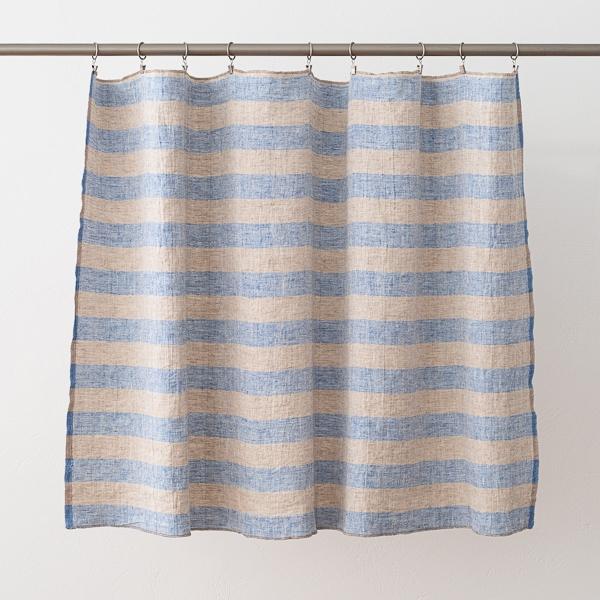 Linenme Linen Fabric Blue Natural Boston