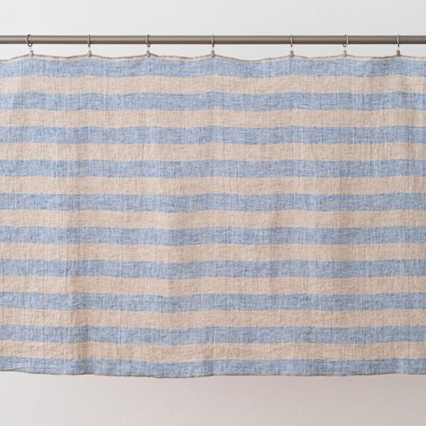 Linenme Linen Fabric Blue Natural Boston