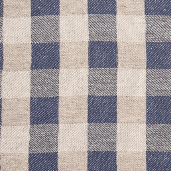Linenme Linen Fabric Blue Natural Squared