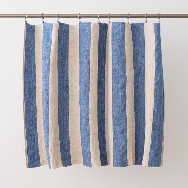 Linenme Linen Fabric Blue Natural Venice