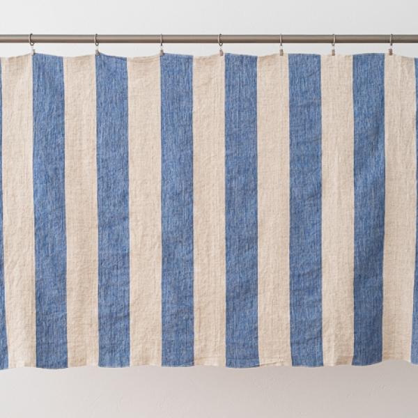 Linenme Linen Fabric Blue Natural Venice