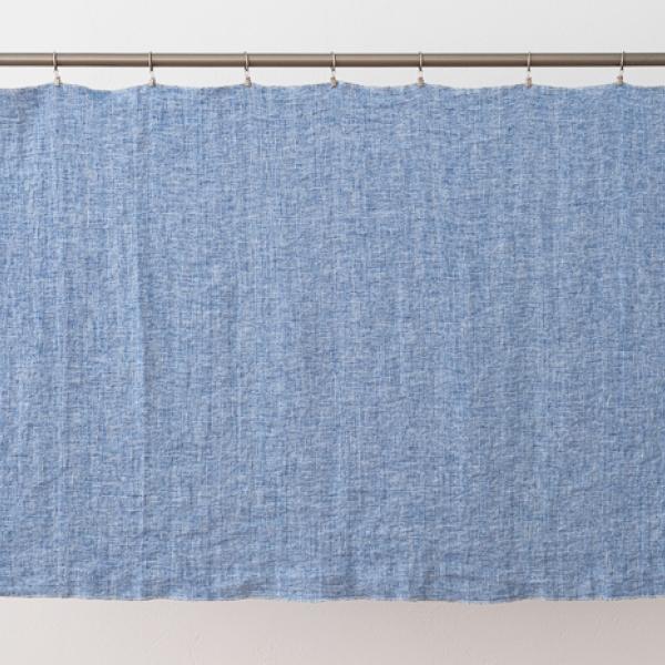 Linenme Linen Fabric Blue White Chevron