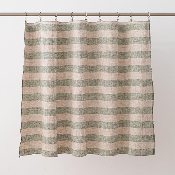 Linenme Linen Fabric Forest Green Natural Boston