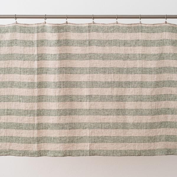 Linenme Linen Fabric Forest Green Natural Boston