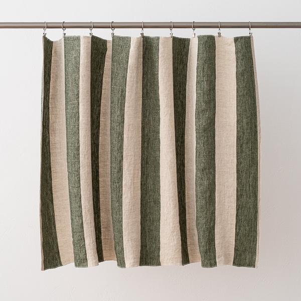 Linenme Linen Fabric Forest Green Natural Venice