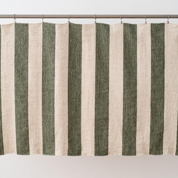 Linenme Linen Fabric Forest Green Natural Venice