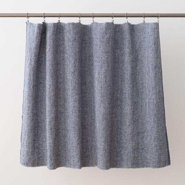 Linenme Linen Fabric Indigo Natural Chevron