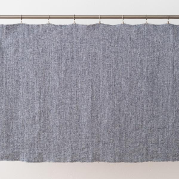 Linenme Linen Fabric Indigo Natural Chevron