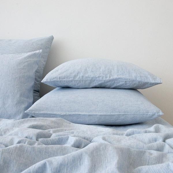 Linenme Linen Fabric Pinstripe Blue