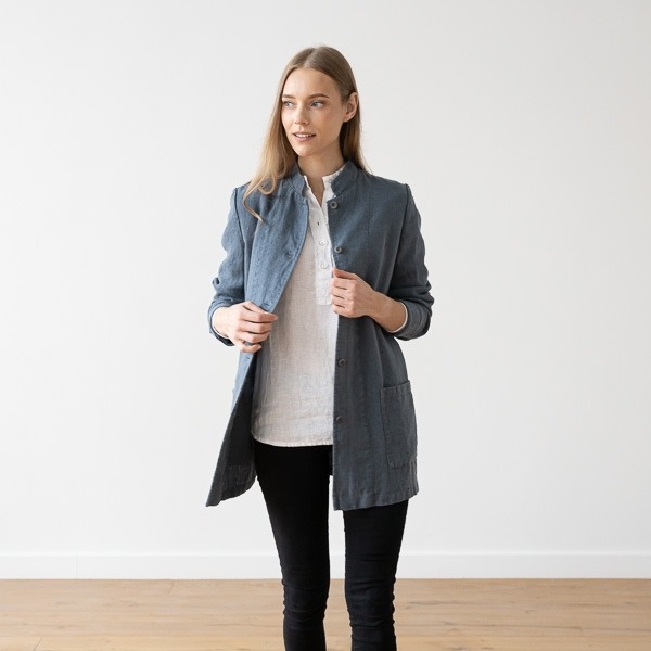 Linenme Linen Fabric Prewashed Terra Blue